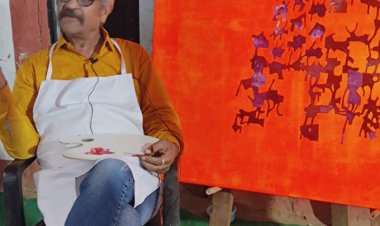 कला शिविर में देश के ख्यातिप्राप्त कलाकारों के चित्र