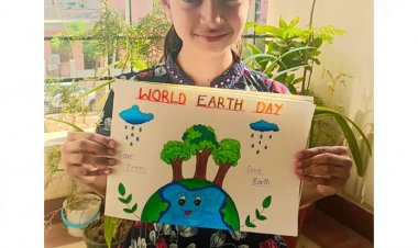 world earth day: भवी सोकल ने पेड़ पौधे, बरसात की पेंटिंग बनाकर दिया सेव अर्थ का संदेश