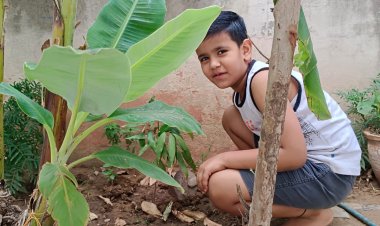 world earth day:चाइल्ड मॉडल विवान ने पौधरोपण कर मनाया वर्ल्ड अर्थ डे