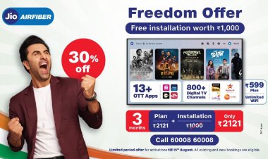 Jios Freedom Offer Air Fiber installation: जियो का 'फ्रीडम ऑफर': 15 अगस्त तक एयर फाइबर इंस्टॉलेशन मुफ्त, स्मार्टफोन रिचार्ज भी सबसे सस्ते
