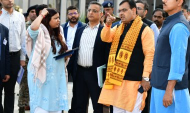 मुख्यमंत्री भजनलाल शर्मा ने जयपुर एयरपोर्ट से आयोजन स्थल जेईसीसी तक विभिन्न तैयारियों का किया अवलोकन