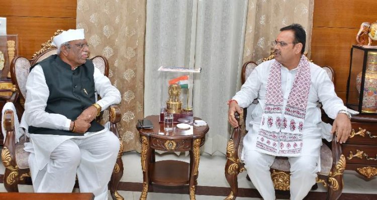 मुख्यमंत्री भजन लाल शर्मा ने राज्यपाल हरिभाऊ बागडे से की शिष्टाचार भेंट, विकास मुद्दों पर हुआ मंथन